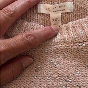 LC Lauren Conrad Women's Sweater - Soft Beige with Silver Accents